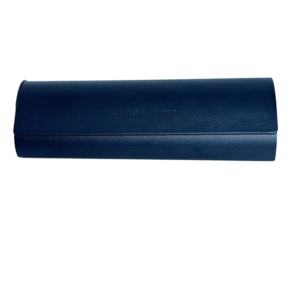Warby Parker Navy Blue Faux Leather Hard Shell Eyeglasses Case Nice To See You